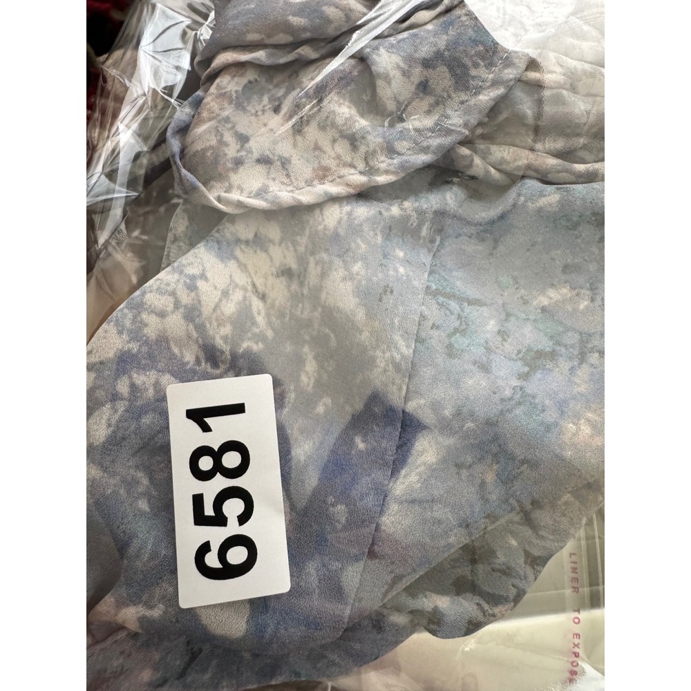 Cynthia Rowley Blouse Womens Small Blue Sheer Abstract Floral V-Neck High-Low - Picture 12 of 13